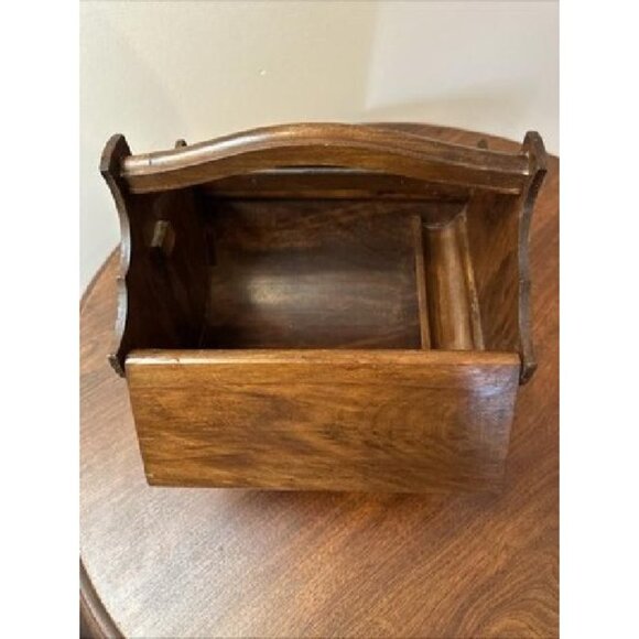 Vintage BUTLER Style Footed WOOD Handled Double Door SEWING BOX - Picture 6 of 12